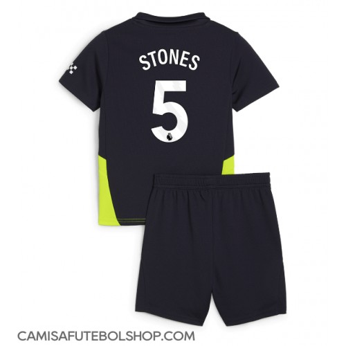 Camisa de time de futebol Manchester City John Stones #5 Replicas 2º Equipamento Infantil 2024-25 Manga Curta (+ Calças curtas)